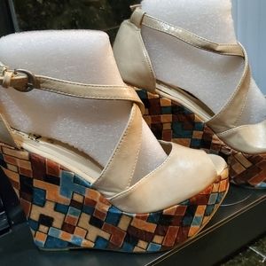 Womens Passions Leather Colorful Wedge Sandals